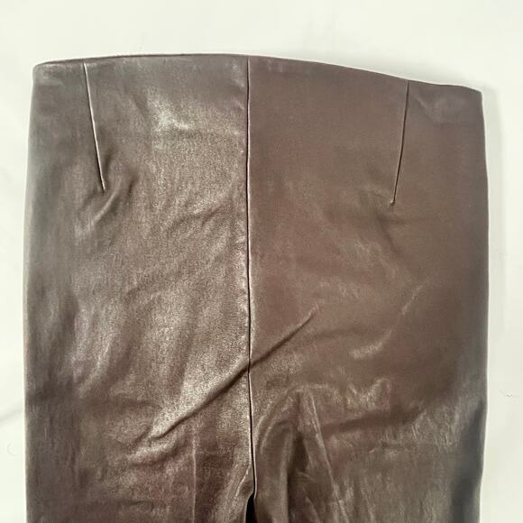 HELMUT LANG Womens Zip Lamb Leather Pants Wine Brown Size 2 (MSRP $1,095) NWT - Picture 6 of 16